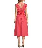 Lucy Paris Rosette V-Neck Sleeveless Fit & Flare Midi Dress