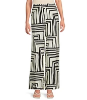 Lucy Paris Rue Geometric Print Flat Front Wide Leg Coordinating Pants