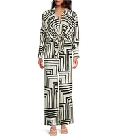 Lucy Paris Rue Geometric Print Flat Front Wide Leg Coordinating Pants
