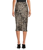 Lucy Paris Satin Leopard Pull On Midi Skirt