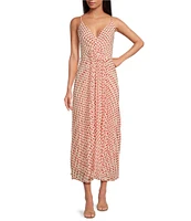 Lucy Paris Shanina Rosette Dot Print V-Neck Sleeveless Fit & Flare Dress