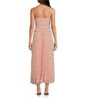 Lucy Paris Shanina Rosette Dot Print V-Neck Sleeveless Fit & Flare Dress