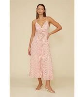 Lucy Paris Shanina Rosette Dot Print V-Neck Sleeveless Fit & Flare Dress