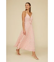 Lucy Paris Shanina Rosette Dot Print V-Neck Sleeveless Fit & Flare Dress