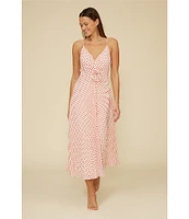 Lucy Paris Shanina Rosette Dot Print V-Neck Sleeveless Fit & Flare Dress