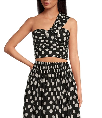 Lucy Paris Sophia Polka Dot Print One Shoulder Sleeveless Coordinating Top