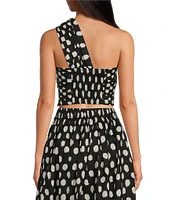 Lucy Paris Sophia Polka Dot Print One Shoulder Sleeveless Coordinating Top