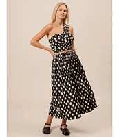 Lucy Paris Sophia Polka Dot Print One Shoulder Sleeveless Coordinating Top