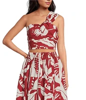Lucy Paris Sophia Coordinating Printed Woven One Shoulder Top