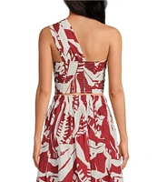 Lucy Paris Sophia Coordinating Printed Woven One Shoulder Top