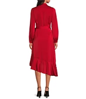 Lucy Paris V-Neck Long Sleeve Wrap Midi Dress