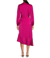 Lucy Paris V-Neck Long Sleeve Wrap Midi Dress