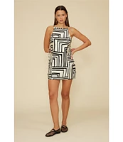 Lucy Paris Veronica Geometric Square Neck Sheath Dress