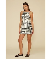 Lucy Paris Veronica Geometric Square Neck Sheath Dress