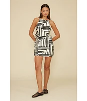Lucy Paris Veronica Geometric Square Neck Sheath Dress