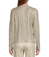 Lucy Paris Weylan Knit Metallic Crew Neck Long Sleeve Sweater