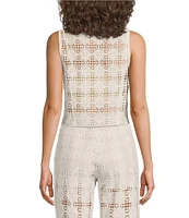 Lucy Paris Woven Crochet Harper V-Neck Front Tie Fitted Coordinating Top