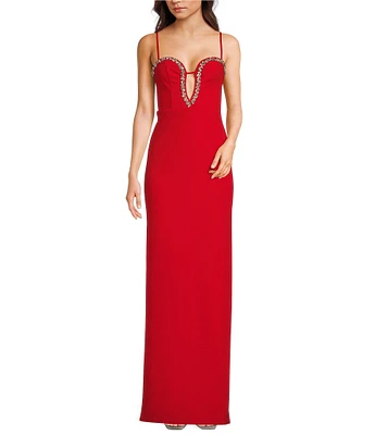 Lulus Crepe Jasmine Crystal Deep Cutout Crepe Maxi Dress