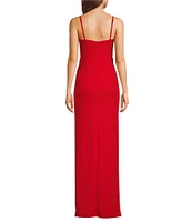 Lulus Crepe Jasmine Crystal Deep Cutout Crepe Maxi Dress
