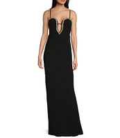 Lulus Crepe Jasmine Crystal Deep Cutout Crepe Maxi Dress