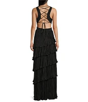 Lulus Mulholland Cutout Plisse Maxi Dress