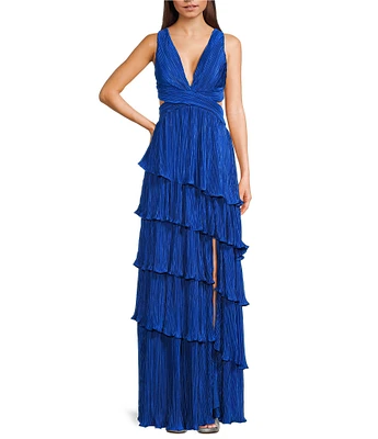 Lulus Mulholland Cutout Plisse Maxi Dress