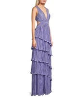 Lulus Mulholland Cutout Plisse Maxi Dress