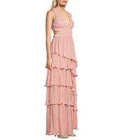 Lulus Mulholland Cutout Plisse Maxi Dress
