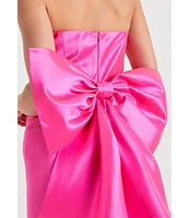 Lulus Satin Strapless Bow Mini Dress