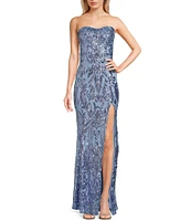 Lulus Sequin Pattern Delmar Strapless Mermaid Dress