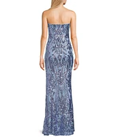 Lulus Sequin Pattern Delmar Strapless Mermaid Dress