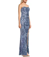 Lulus Sequin Pattern Delmar Strapless Mermaid Dress