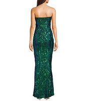 Lulus Sequin Pattern Delmar Strapless Mermaid Dress