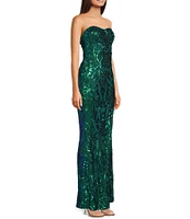 Lulus Sequin Pattern Delmar Strapless Mermaid Dress