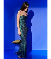Lulus Sequin Pattern Delmar Strapless Mermaid Dress