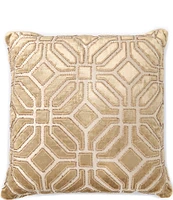 Luxury Hotel Beaded Embroidered Geo Square Pillow