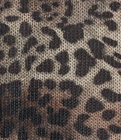 M Made In Italy Animal Print Leopard V-Neck Long Sleeve Knit Top