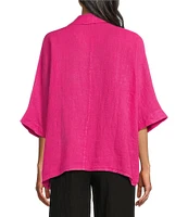 M Made in Italy Johnny Collar Neck 3/4 Sleeve Linen Blouse