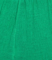 M Made in Italy Linen Blend Elastic Waist Crop Wide Leg Pants