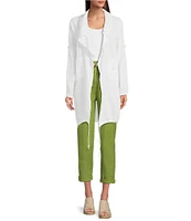 M Made in Italy Linen Side Pocket Cropped Belted Cuffed Pants