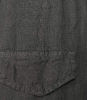 M Made in Italy Linen Side Pocket Cropped Belted Cuffed Pants