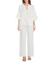 M Made in Italy Linen Wide Leg Pants