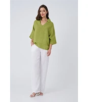 M Made in Italy Linen Wide Leg Pants