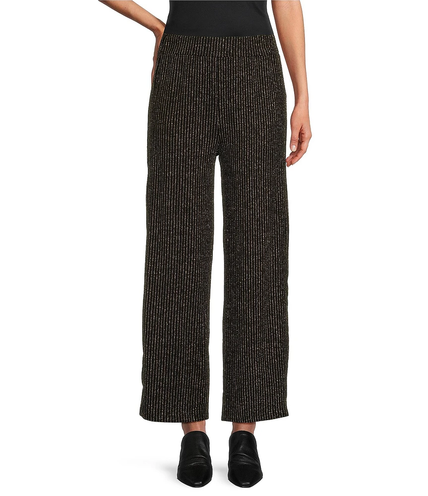 M Made in Italy Lurex Gold Threaded Wide Leg Tie-Waist Pant