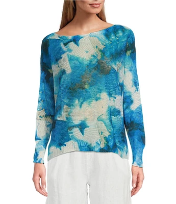 M Made in Italy Printed Long Sleeve Knit Top