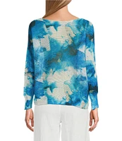 M Made in Italy Printed Long Sleeve Knit Top