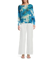 M Made in Italy Printed Long Sleeve Knit Top