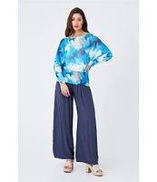 M Made in Italy Printed Long Sleeve Knit Top