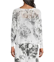 M Made in Italy Floral Print Long Sleeve Knit Coordinating Top