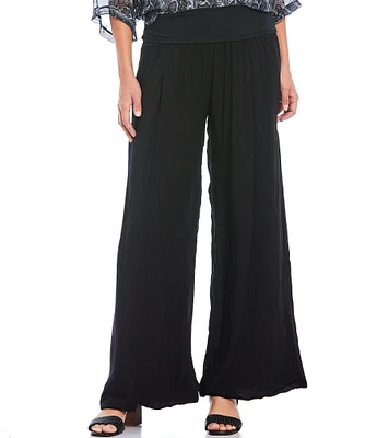 M Made in Italy Pull-On Pleated Ankle Coordinating Wide Leg Pants